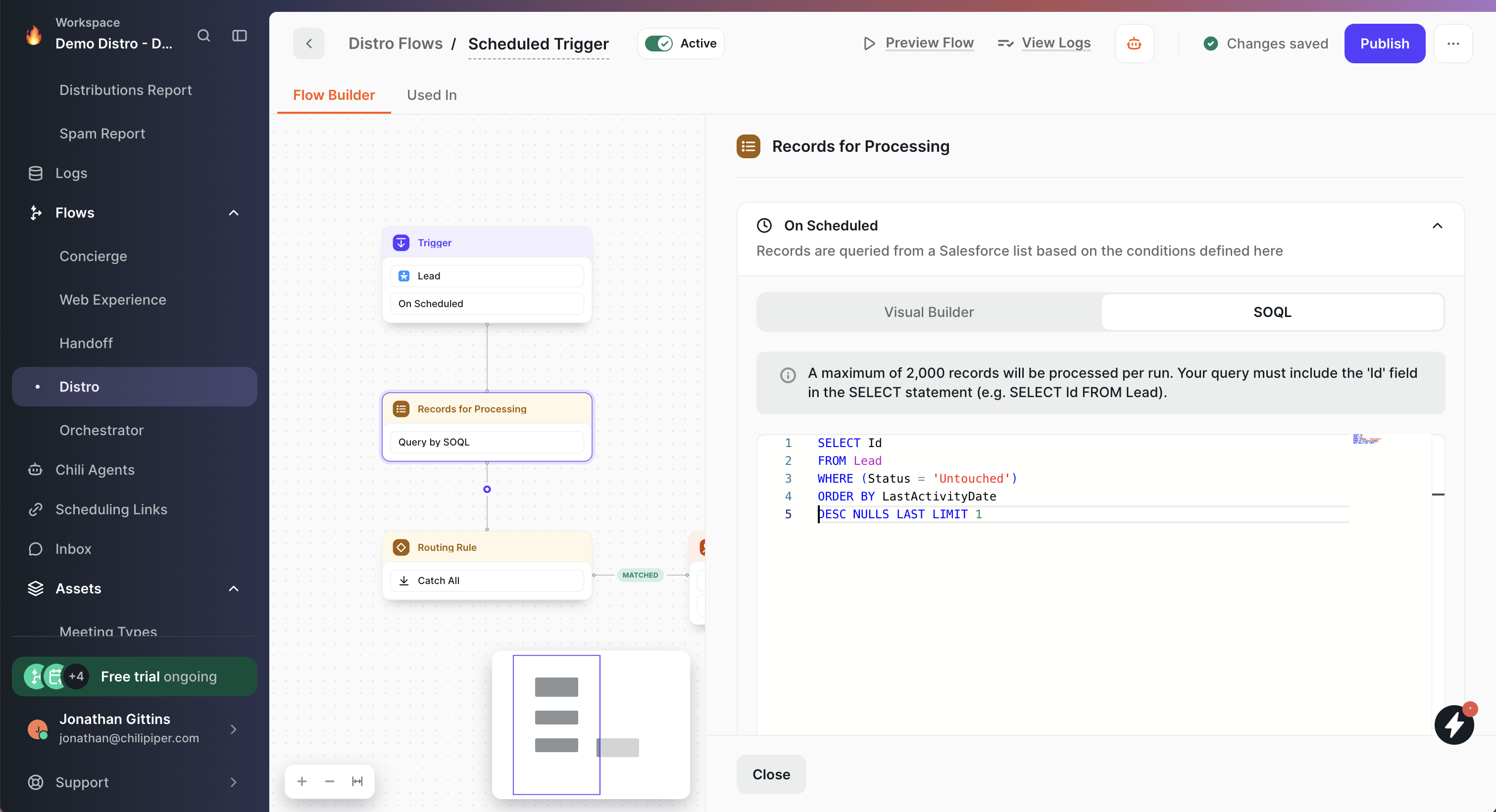 Records for Processing – SOQL editor