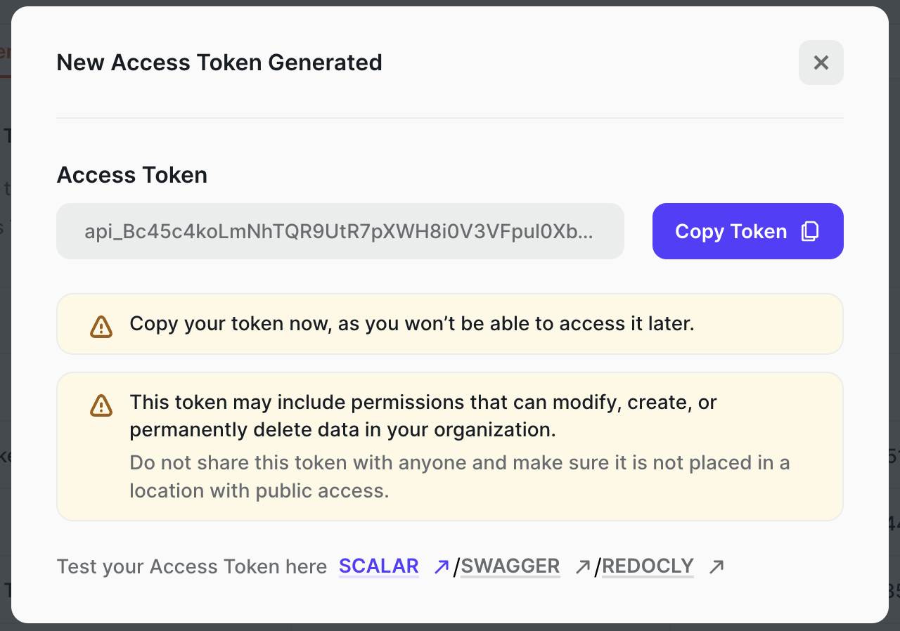 Copy your new access token