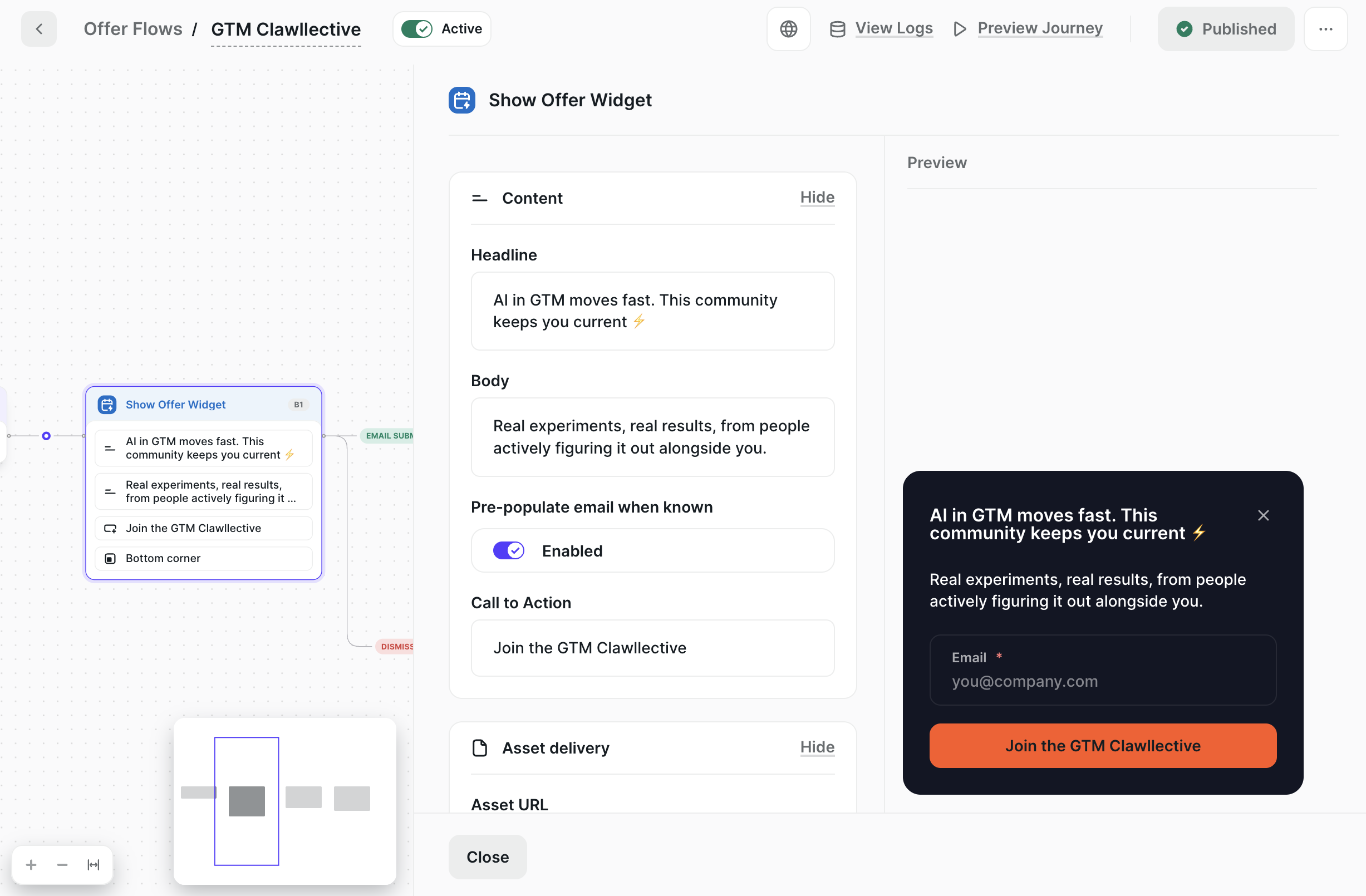 The Show Offer Widget node – Content and Asset delivery