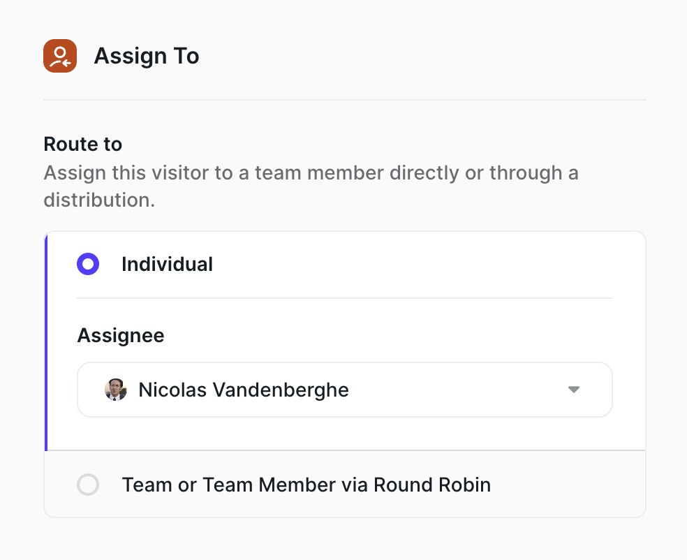 The Assign To panel with Route to set to Individual and an assignee selected