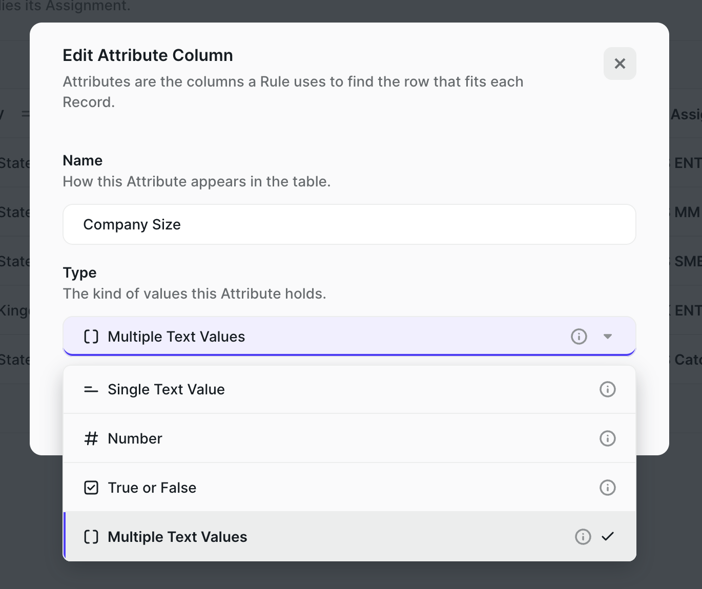 Editing an attribute column