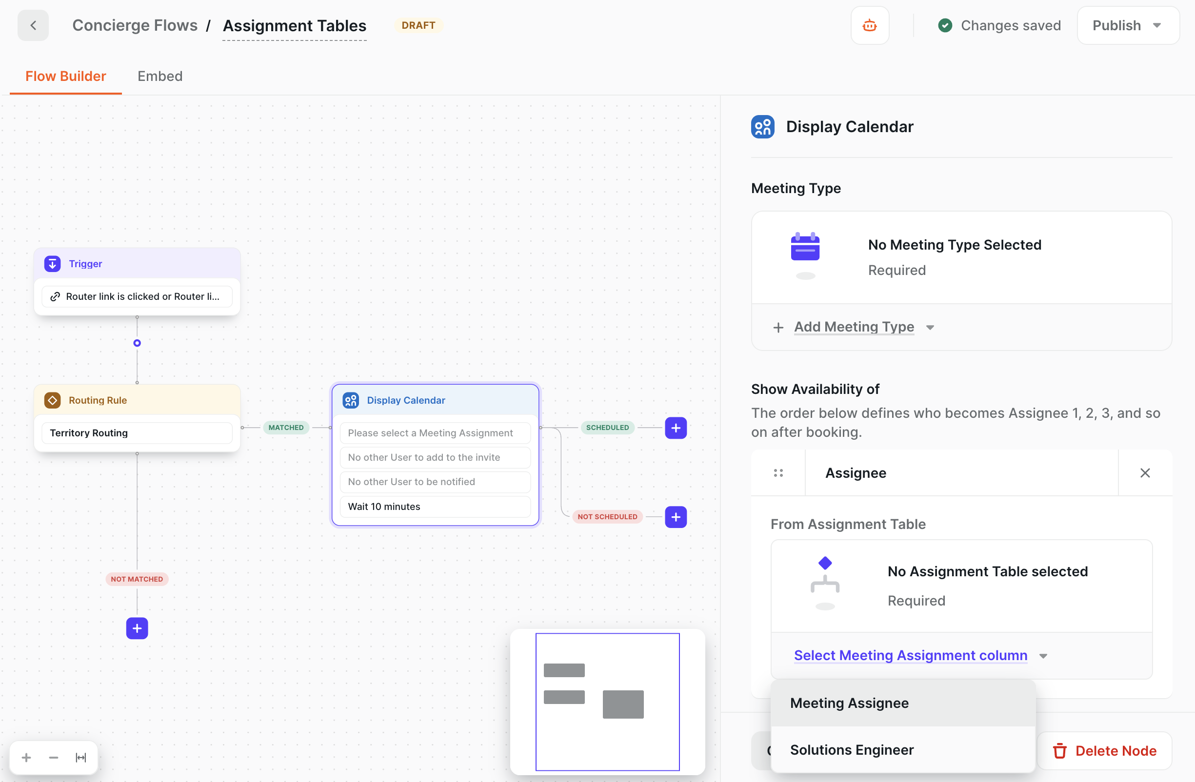 Selecting a Meeting Assignment column