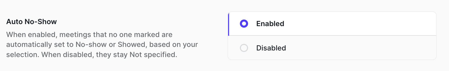 Auto No-Show setting set to Enabled